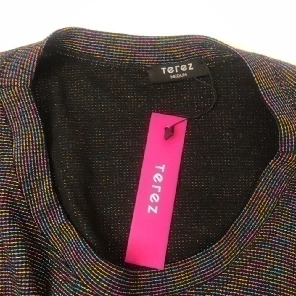 NWT! TEREZ COLORFUL RAINBOW TEREZ LUREX WAFFLE TOP NWT SIZE MEDIUM